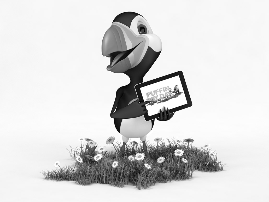 Puffin, 3D cartoon mascot